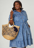 Floral Print Straw Tote