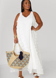 Abstract Print Straw Tote