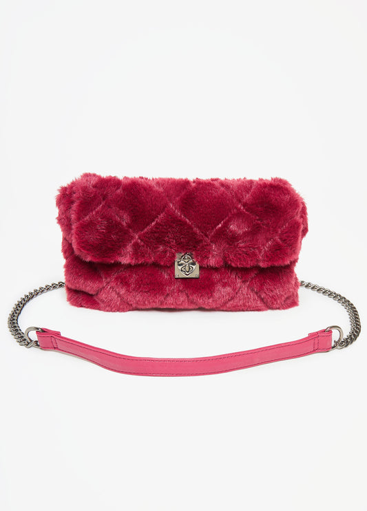 Quilted Faux Fur Shoulder Bag