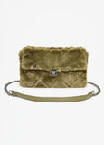Quilted Faux Fur Chain Strap Bag