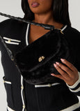 Front Flap Faux Fur Shoulder Bag