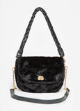 Front Flap Faux Fur Shoulder Bag