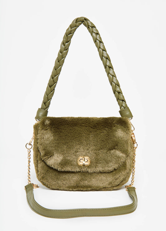 Faux Fur Front Flap Bag