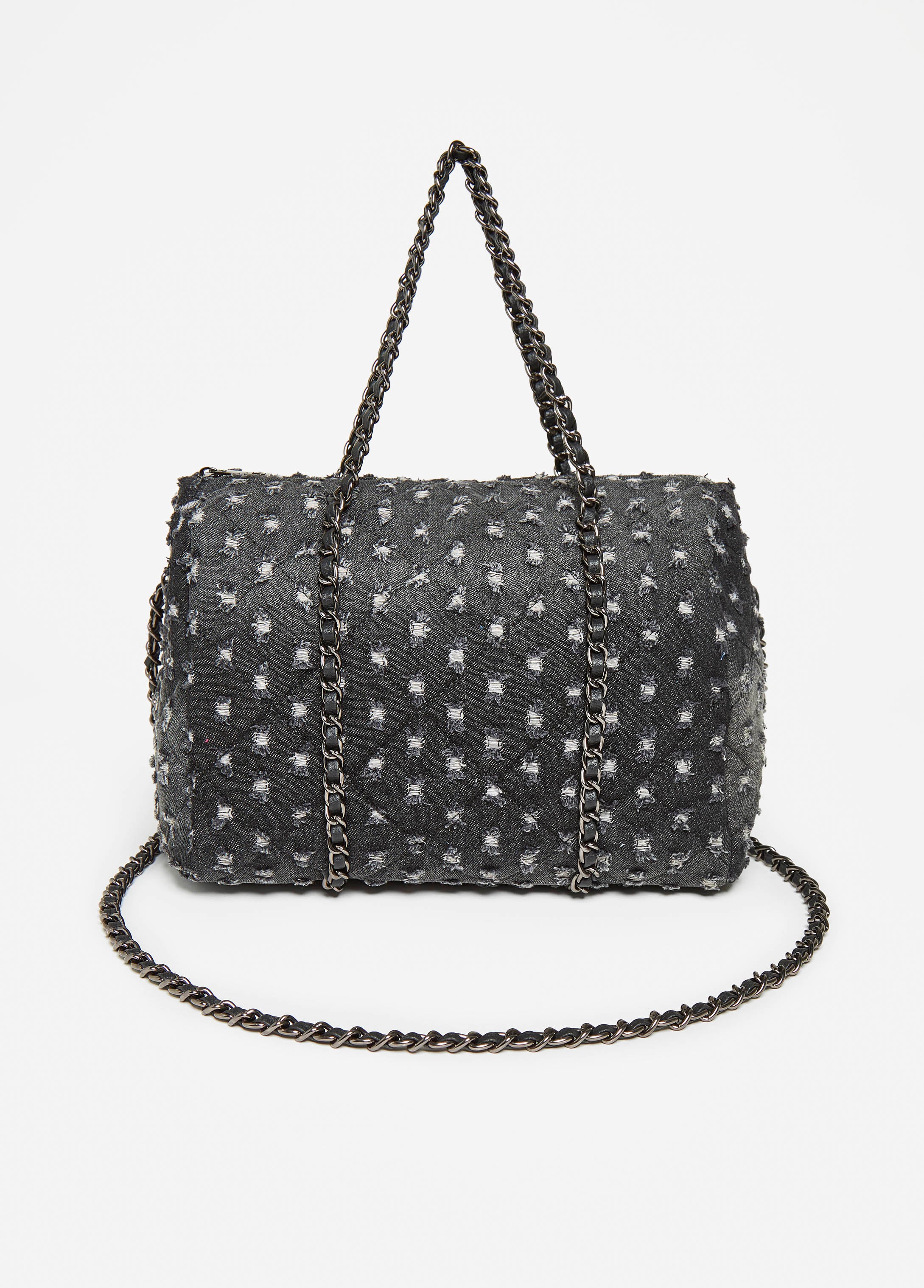 Distressed Denim Satchel