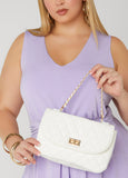 Quilted Faux Leather Flap Bag