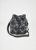 Distressed Denim Buckle Bag