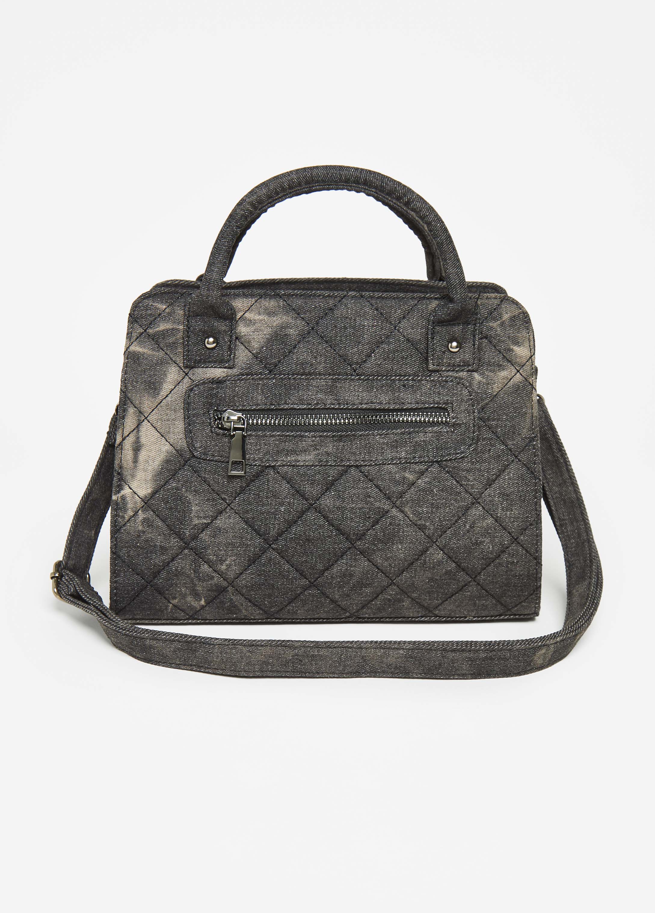 Distressed Denim Buckle Bag
