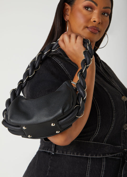 Twisted Pebbled Faux Leather Bag