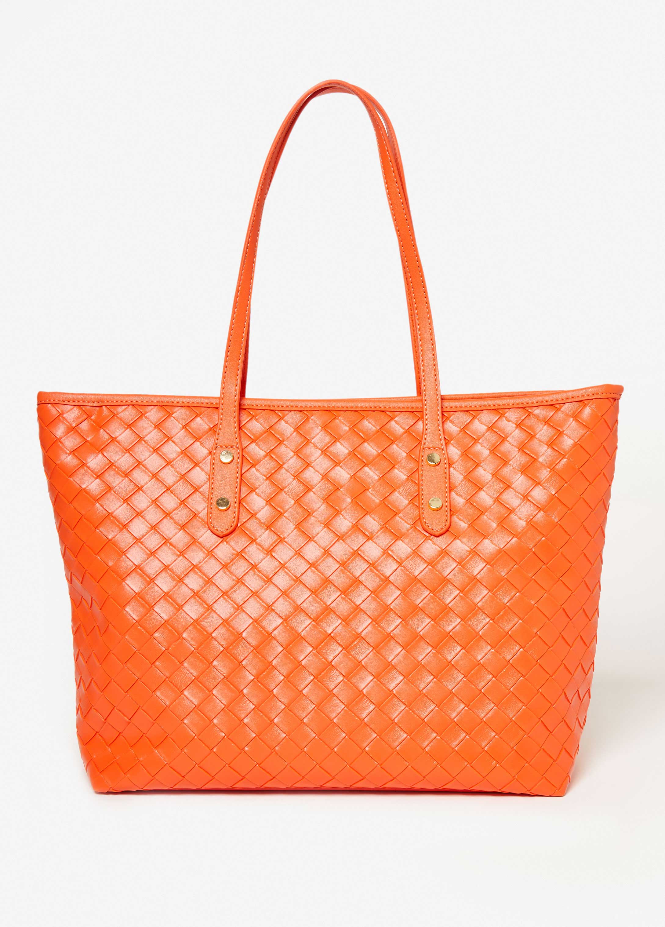 Woven Faux Leather Tote