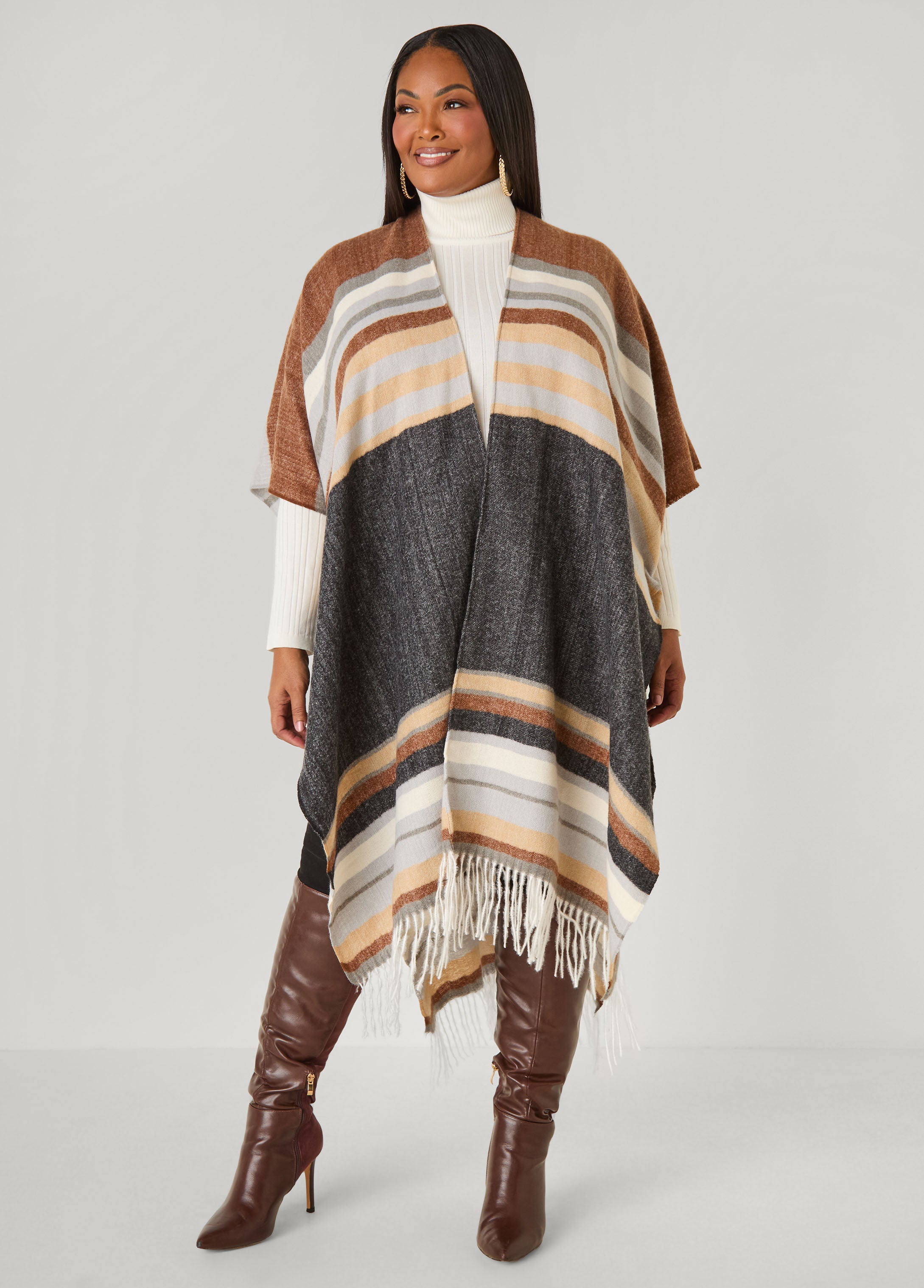 Fringe Striped Ruana