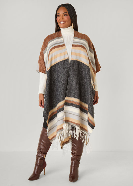 Fringe Striped Ruana