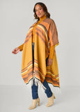 Fringe Trimmed Striped Ruana