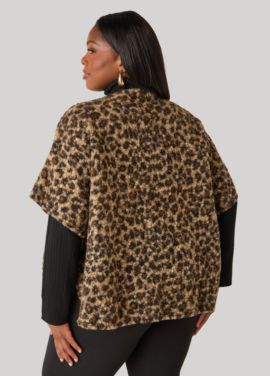 Boucle Leopard Print Ruana