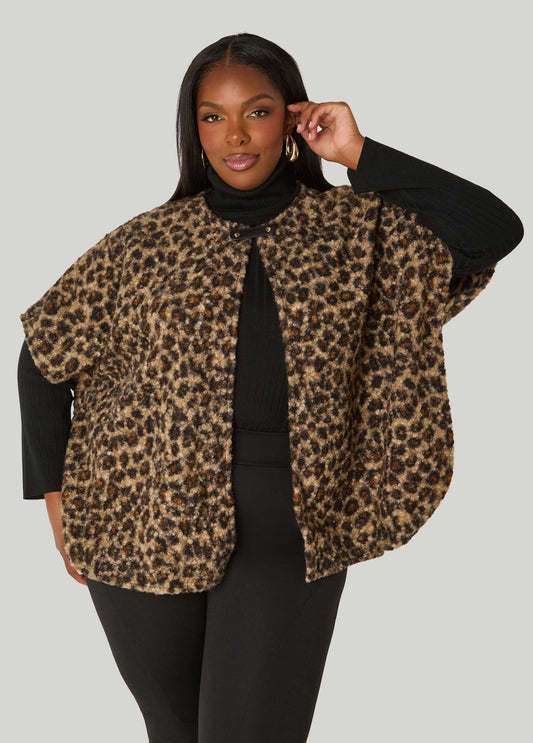 Boucle Leopard Print Ruana