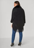 Faux Fur Trimmed Ribbed Ruana
