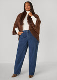 Fringed Faux Fur Trimmed Ruana