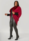 Fringed And Faux Fur Trimmed Ruana