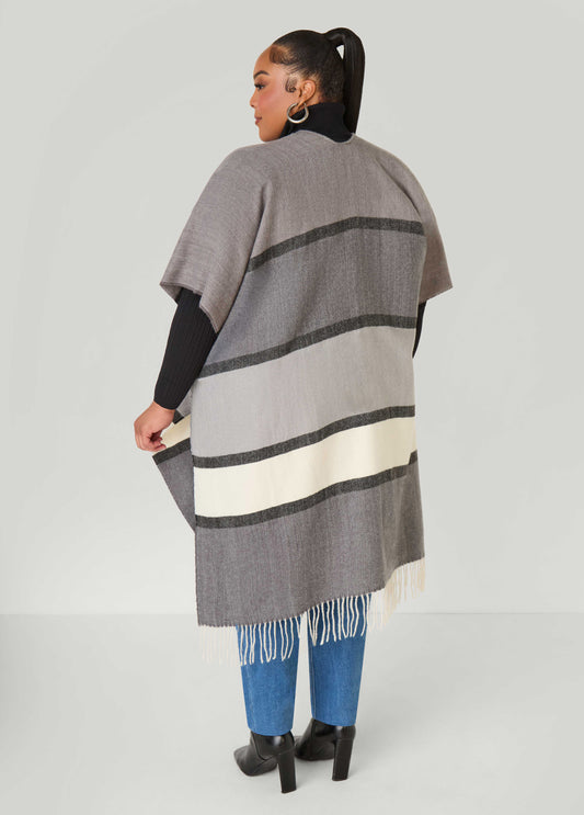 Colorblocked Brushed Kimono