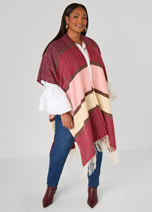 Colorblock Brushed Knit Kimono
