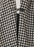 Faux Leather Trimmed Checked Ruana