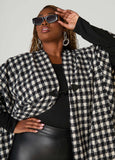 Faux Leather Trimmed Checked Ruana