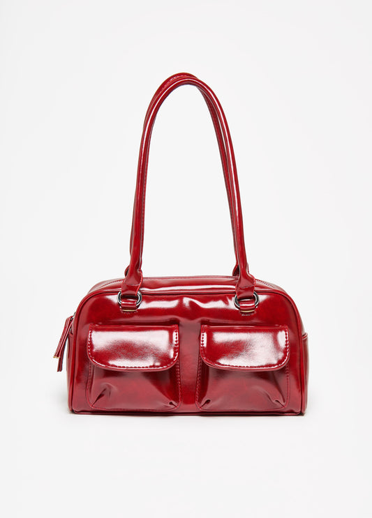 Patent Faux Leather Shoulder Bag