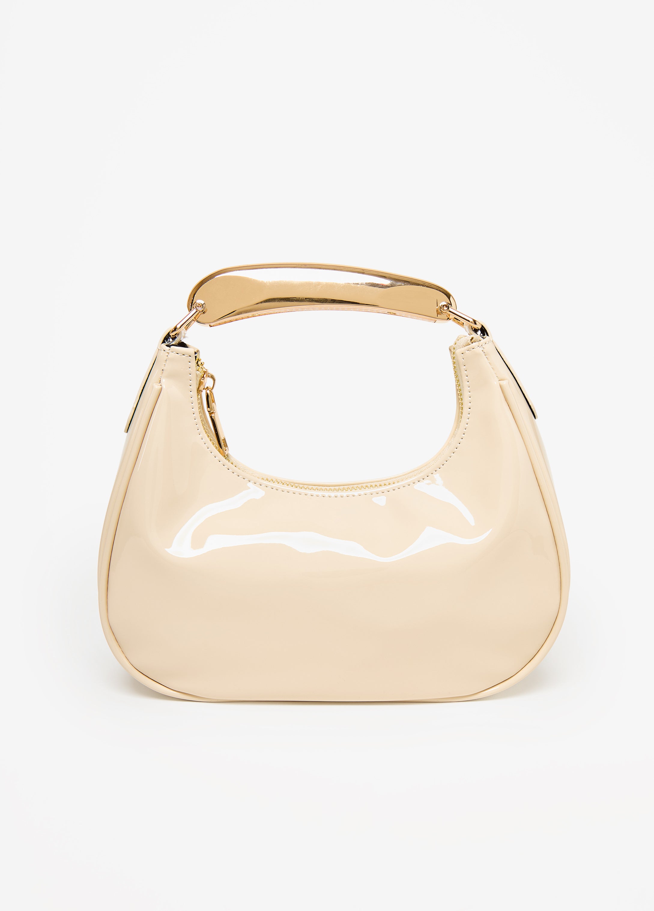 Faux Patent Leather Hobo Bag