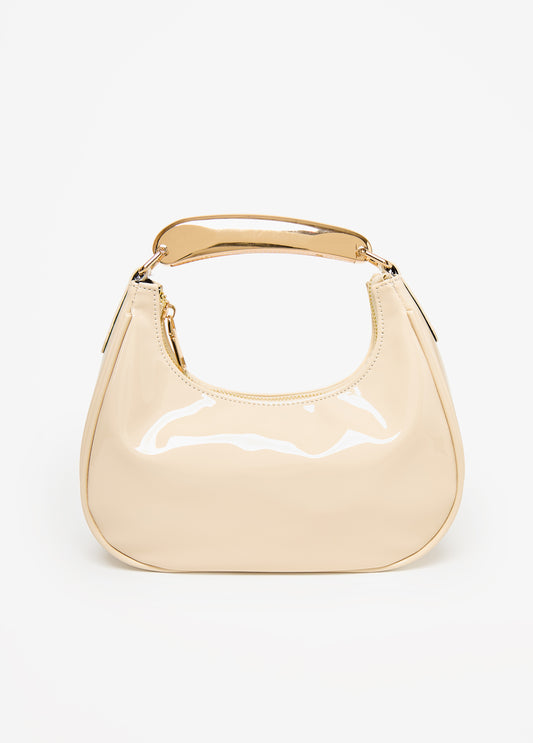 Faux Patent Leather Hobo Bag