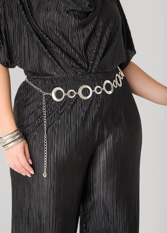 Silver Tone Ring Chain Belt