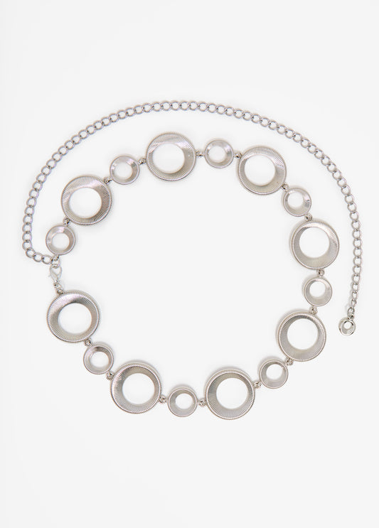 Silver Tone Ring Chain Belt