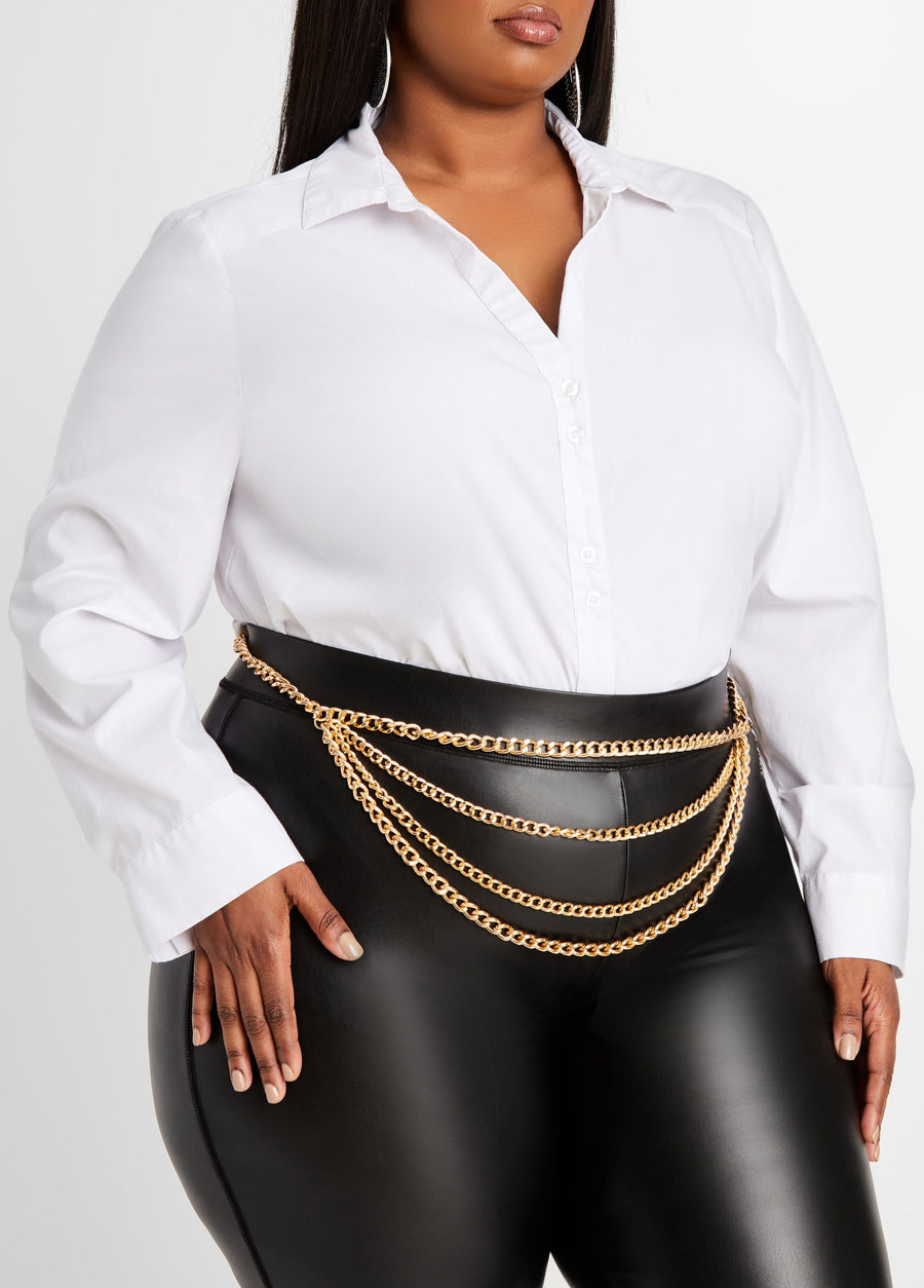 Layered Gold Tone Chain Belt