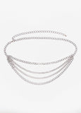 Layered Silver Tone Chain Belt