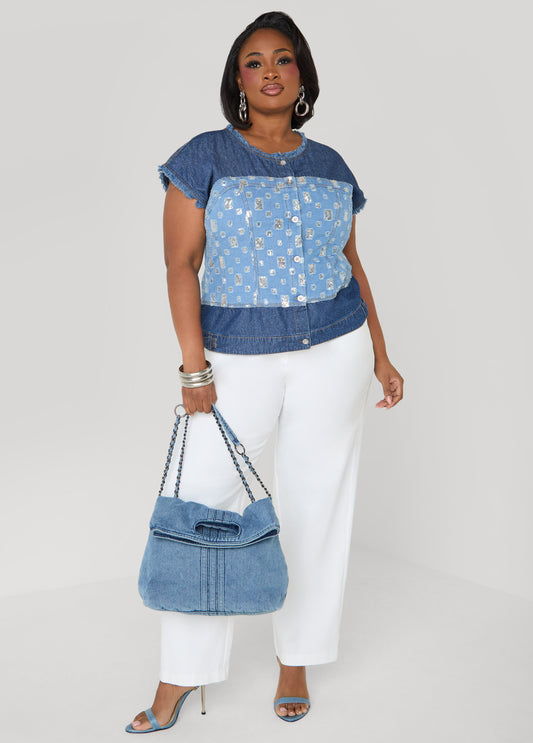 Denim Foldover Bag