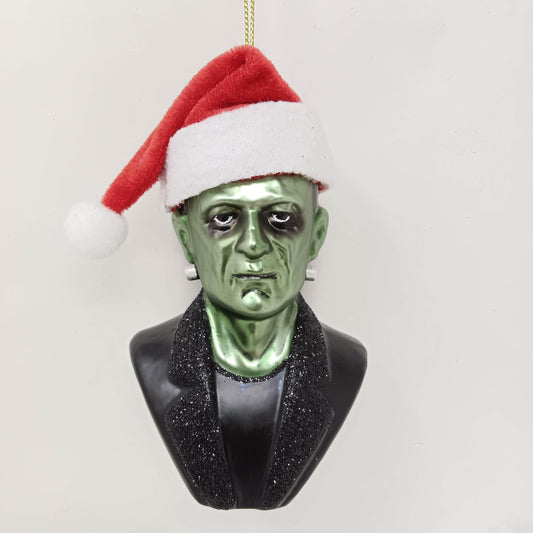 Frankenstein Santa Glass Ornament