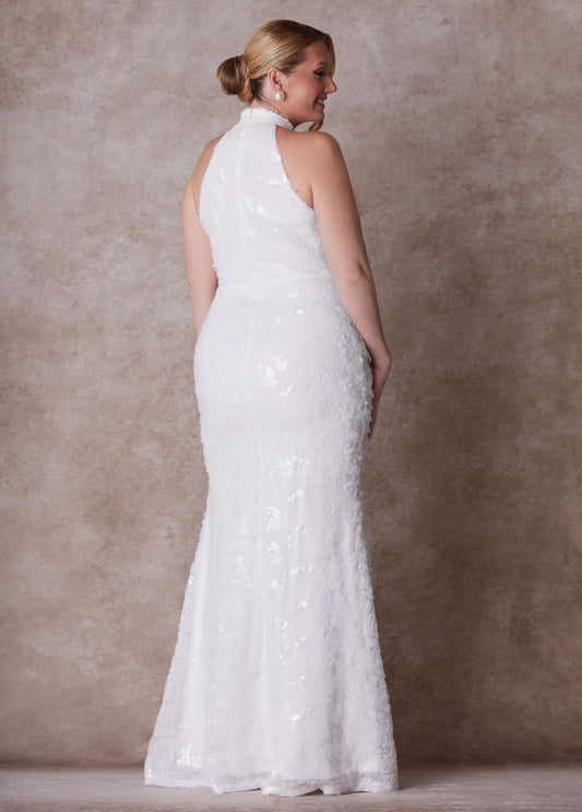 plus size halter wedding dresses Romantic A-Line Gown with High Neckline designed to present you with a piece of unmatched elegance and comfort. Why Halter Tea Length Wedding