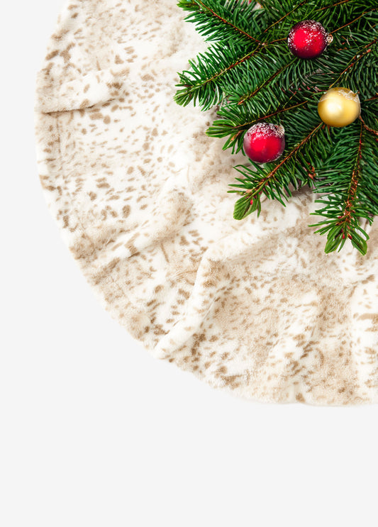 Interior Design Printed Faux Fur Tree Skirt Holiday Home Decor