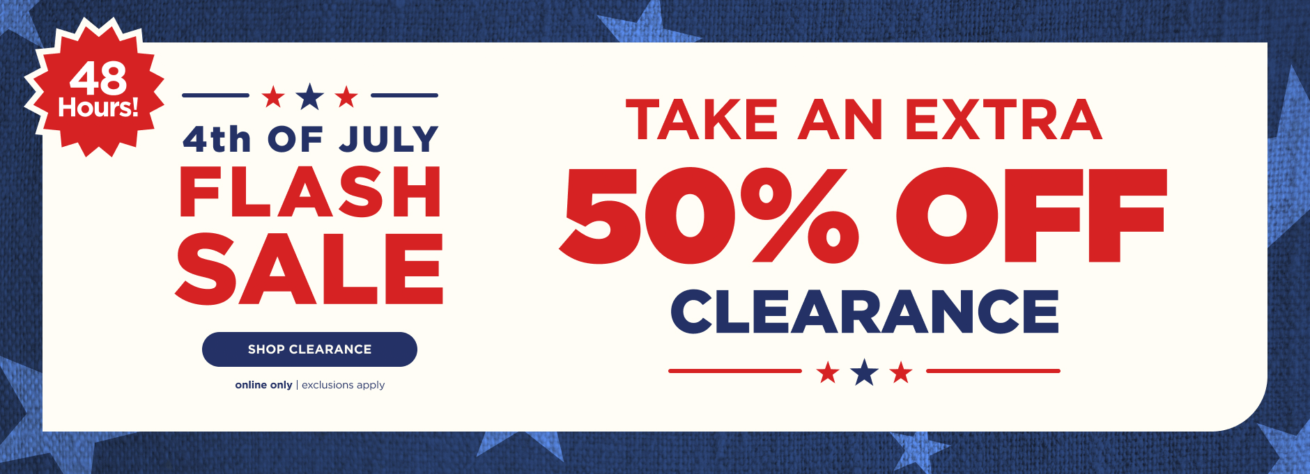 Extra 50% Off Clearance