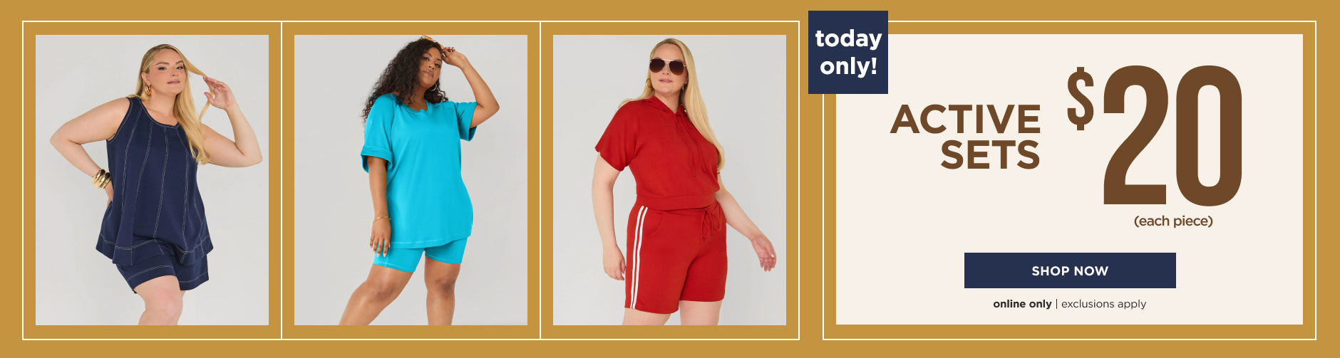 Active Sets $20 each piece. Shop Now