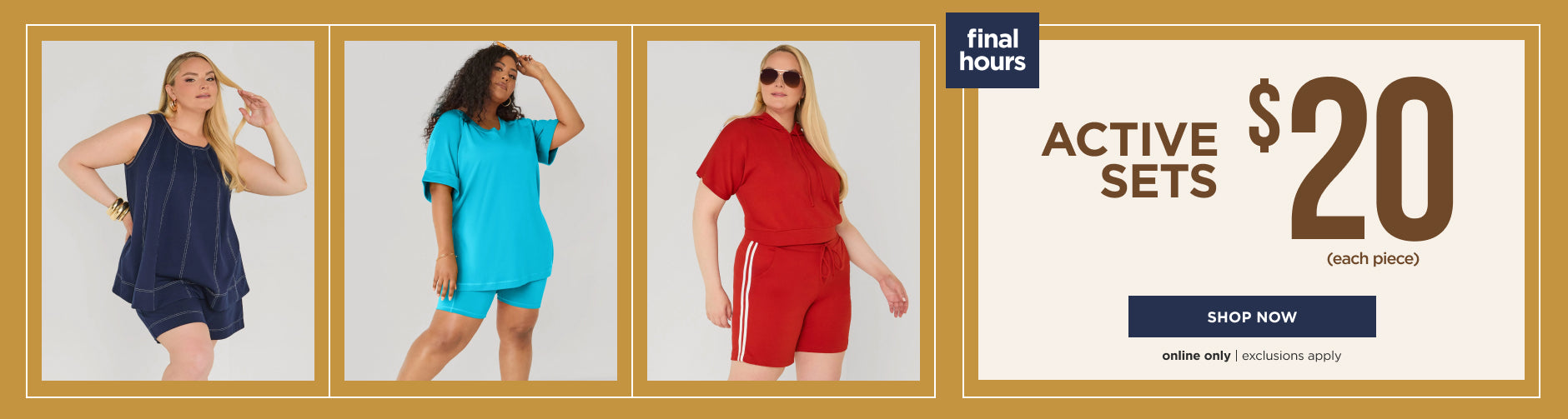 Active Sets $20 each piece. Shop Now