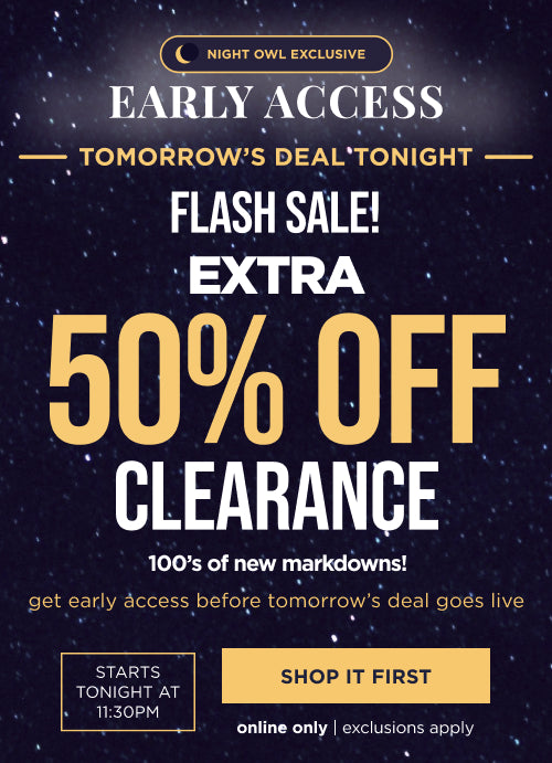 Online only. Extra 50% off clearance flash sale