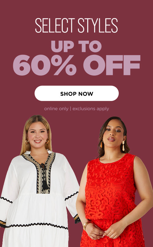 Online only. Up to 60% off select styles