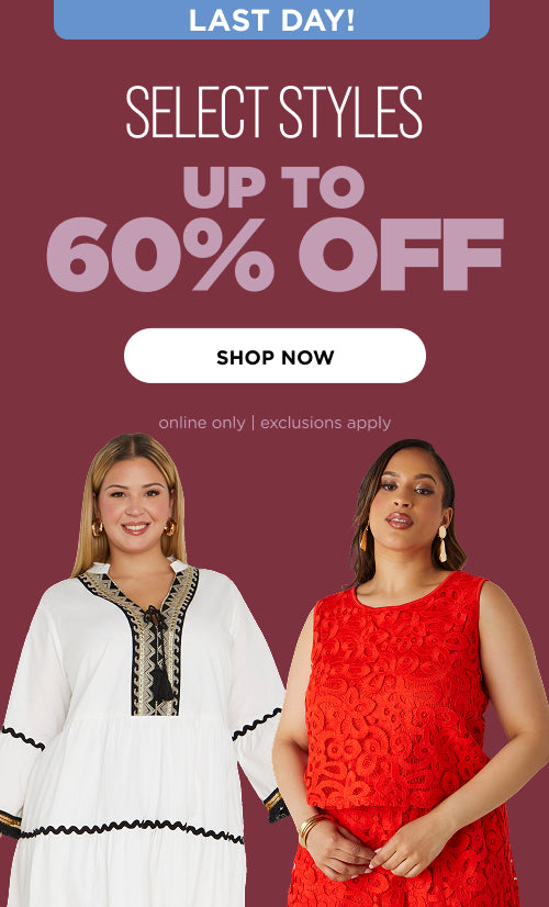 Online only. Up to 60% off select styles