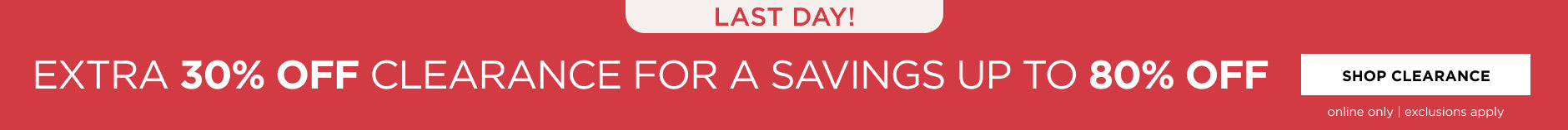 Extra 30% off Clearance