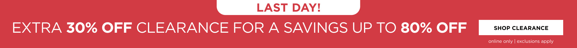 Extra 30% off Clearance