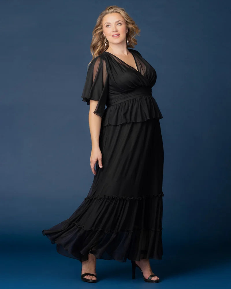 Plus Size Graceful Tiered Mesh Gown