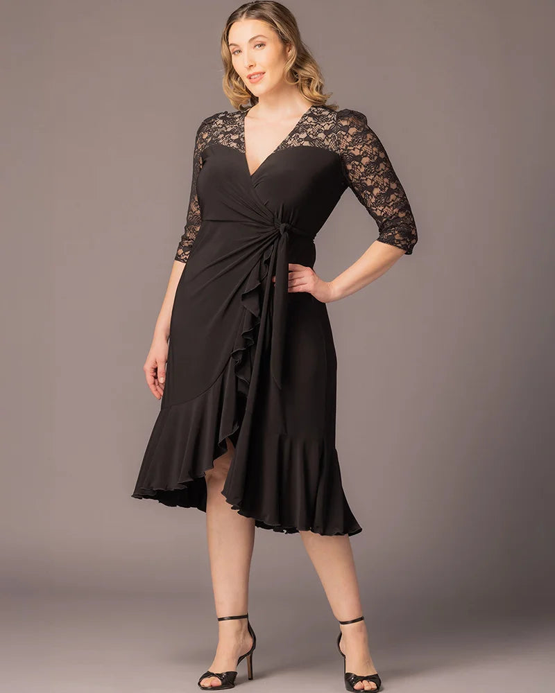 Plus Size Lavish Lace Wrap Dress