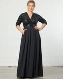 Paris Pleated Sequin Gown