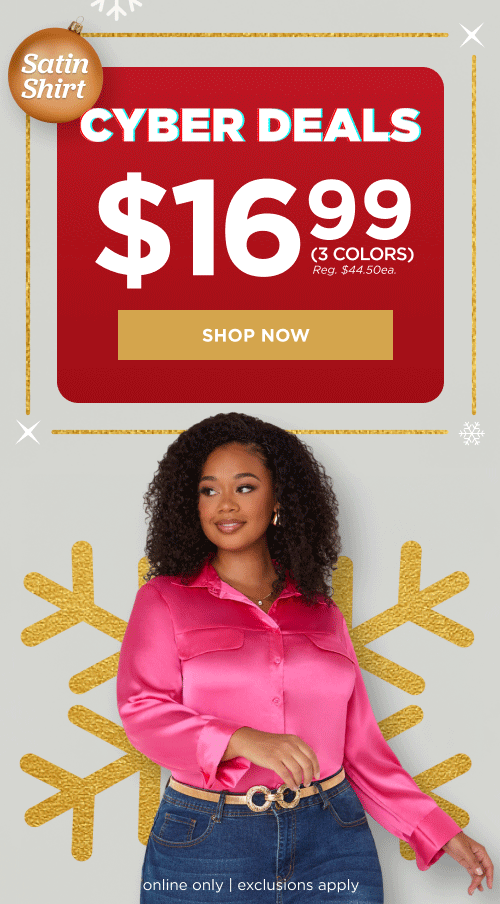 Cyber Deals $16.99 Satin Shirt
