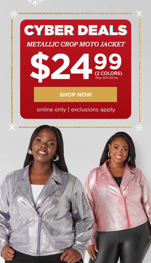 Cyber Deals! $24.99 Metallic Crop Moto Jacket