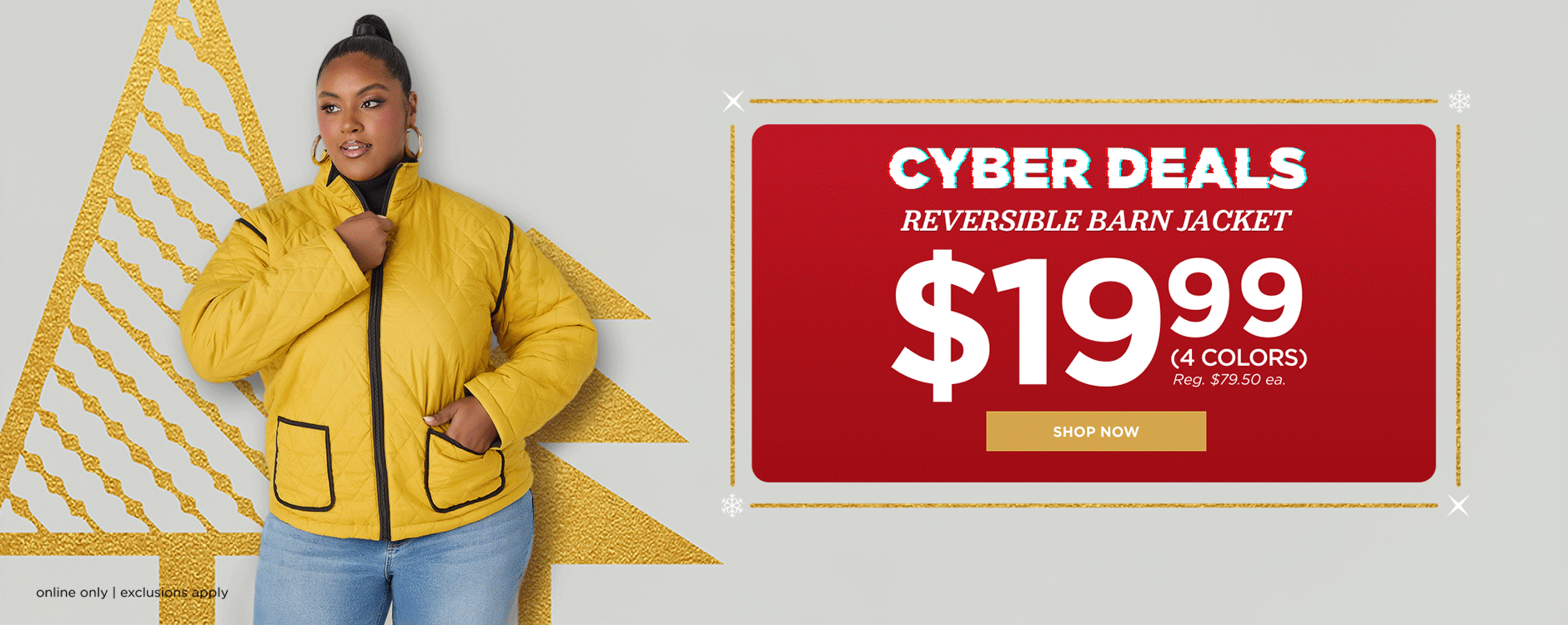$19.99 Reversible Barn Jacket. Shop Now
